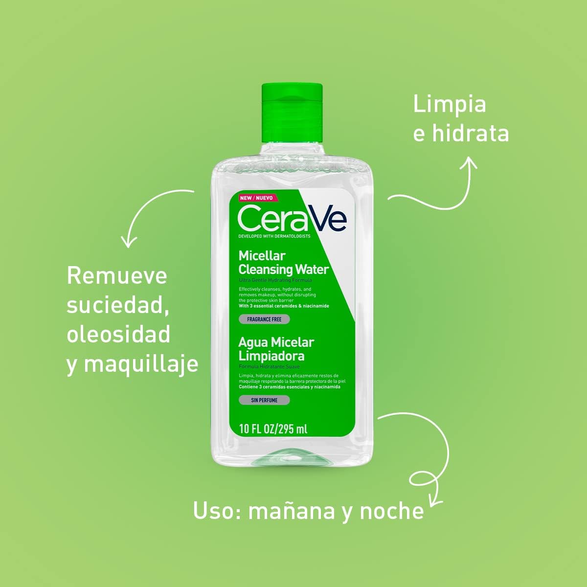 Cerave Micellar Cleansing Water 10oz 295ml - BEAUTINA