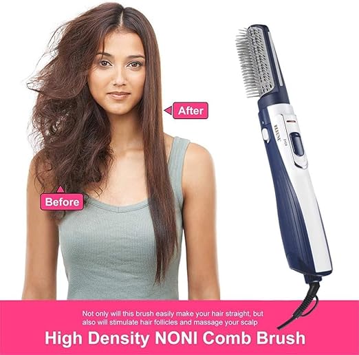 REBUNE RE-2025-2 Blue 1200W Hot Air Styler 3-in-1 – One Step Hair Dryer, Straightener & Curler Brush with Negative Ion Technology - BEAUTINA