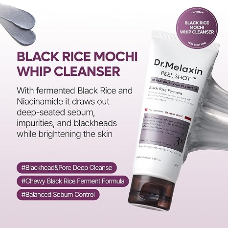 Peel Shot Black Rice Whip Cleanser | Deep Pore Cleansing & Gentle Exfoliating Korean Face Wash