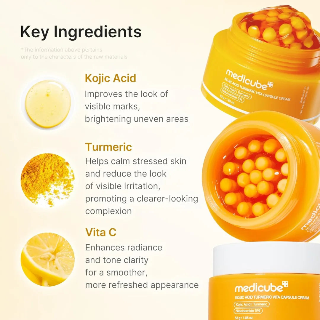 Kojic Acid Turmeric Vita Capsule Cream – Brightening Moisturizer for Dark Spots & Glass Skin - BEAUTINA
