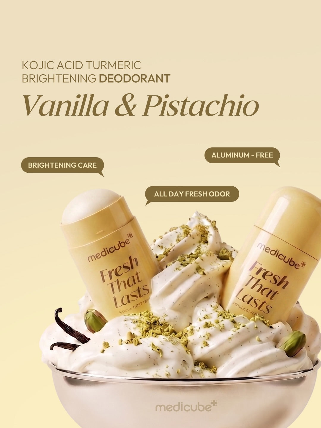 Fresh That Lasts Kojic Acid Brightening Deodorant – Vanilla & Pistachio 83g