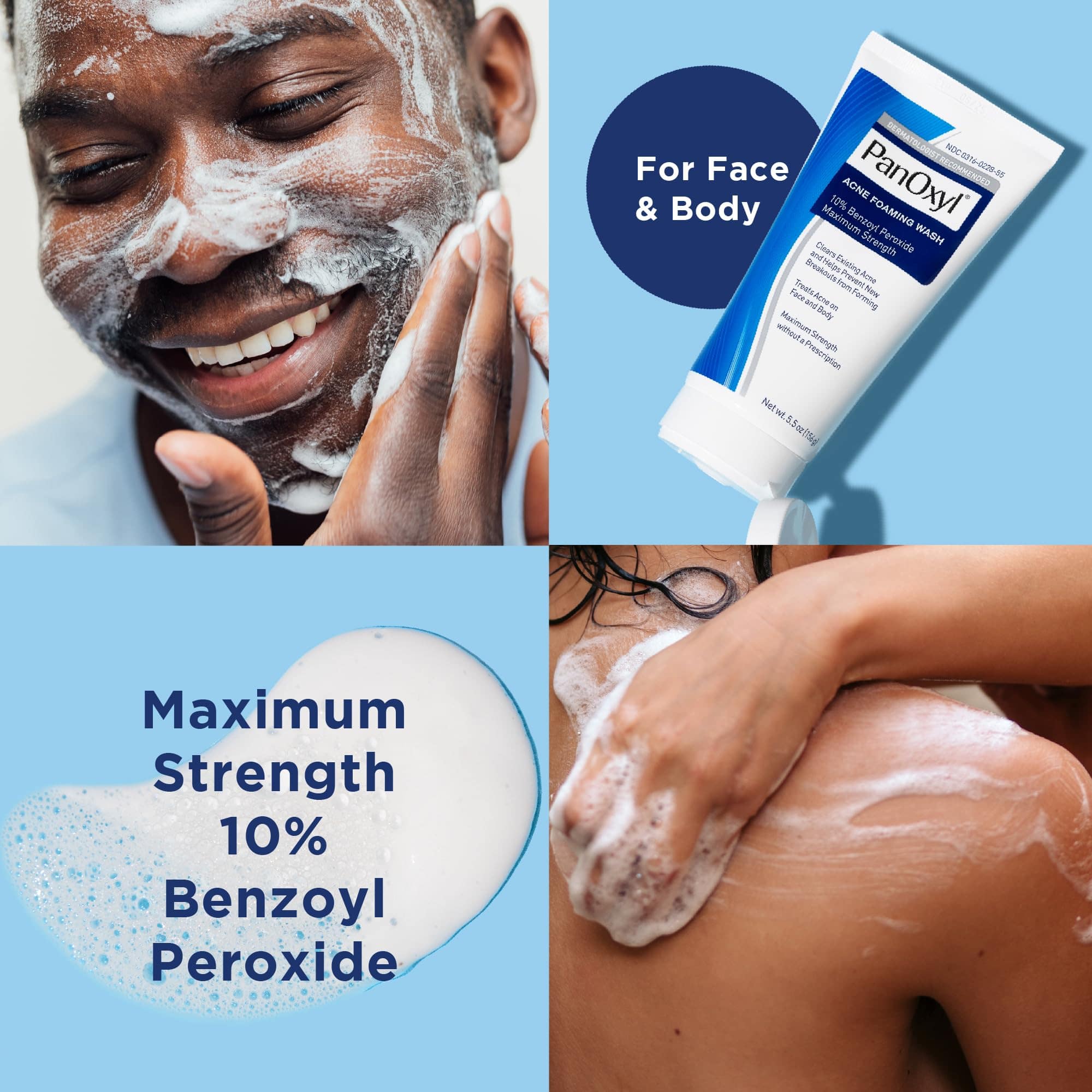 PanOxyl 10% Acne Cream Wash For Face And Body 156g - BEAUTINA